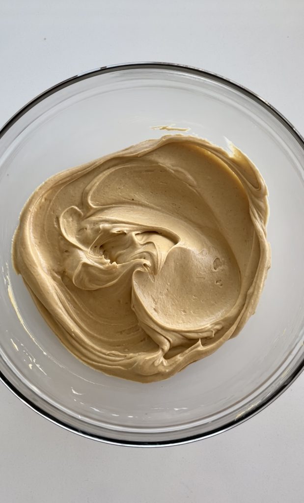 Creamy peanut butter frosting for chocolate cake with peanut butter frosting.