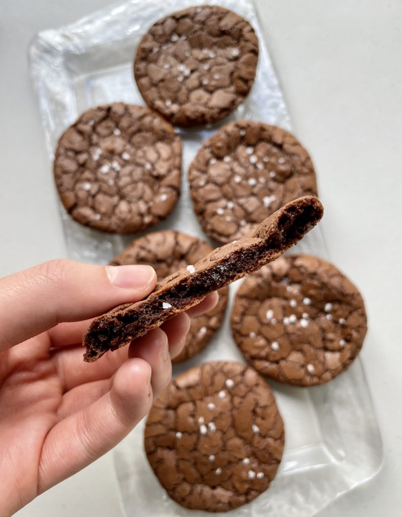 My brownie crinkle cookie recipe is like a brownie in cookie form with a very fudgy interior. 