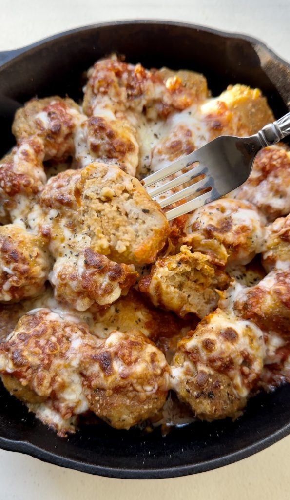 Enjoy these meatballs by adding them to a hoagie roll, serving them alongside pasta, or with a side salad! They can also work as a fun party appetizer if you insert a toothpick into each one!