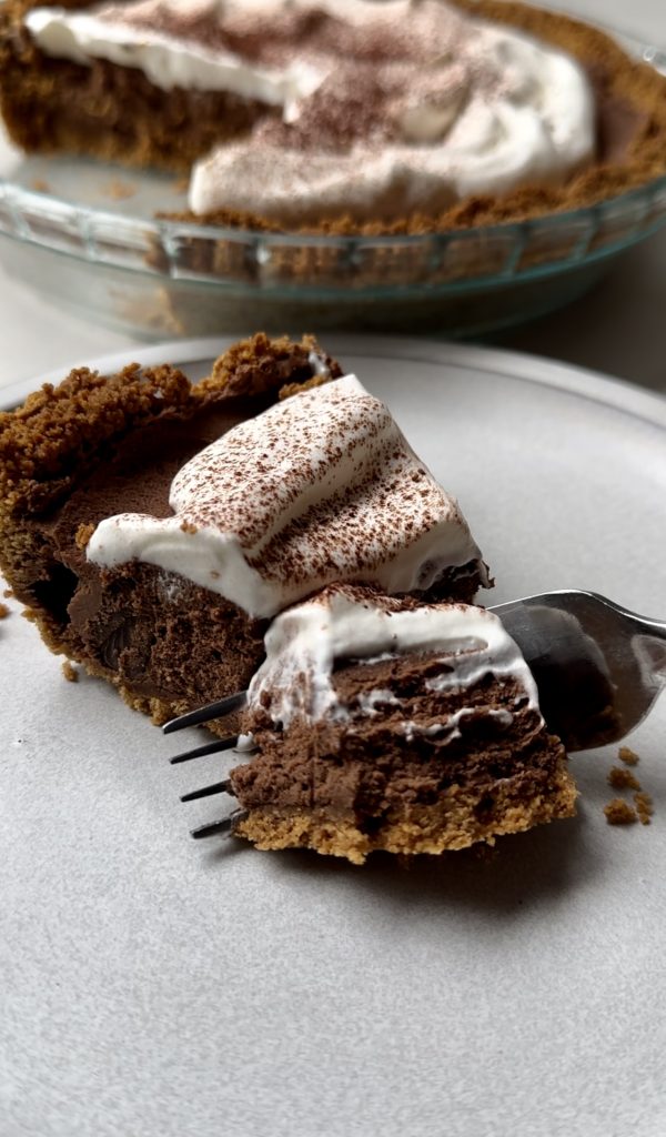 Serve this no bake chocolate pie chilled, right from the fridge! 