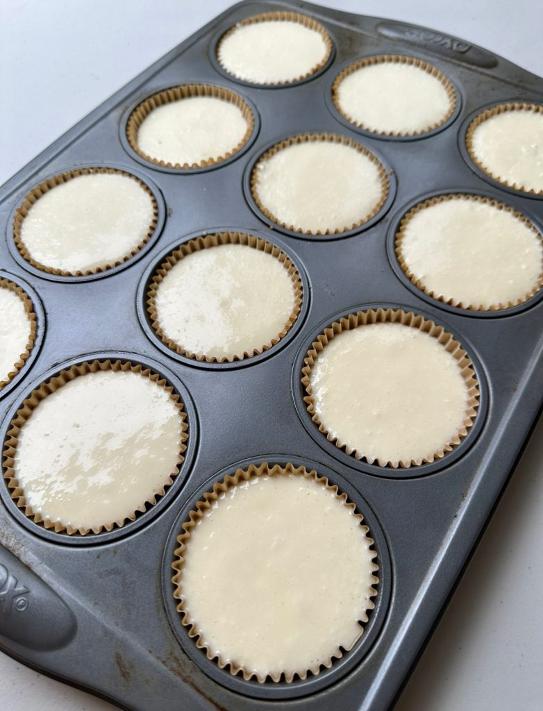 Don't be afraid to fill the muffin tins all the way to the top with cheesecake filling. They won't puff or explode in the oven!