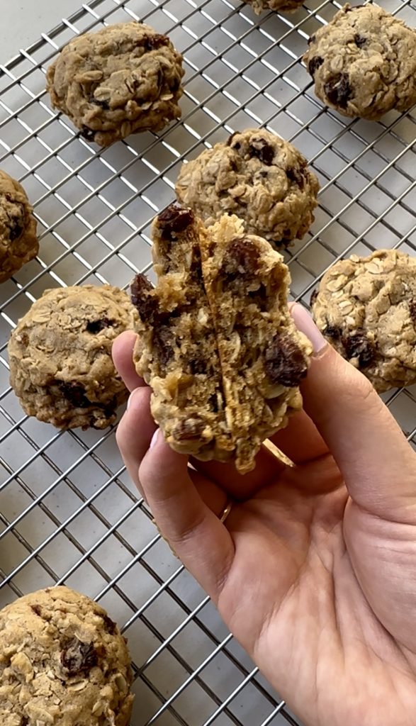 These brown butter oatmeal raisin cookies will last 5-7 days when stored at room temperature. 
