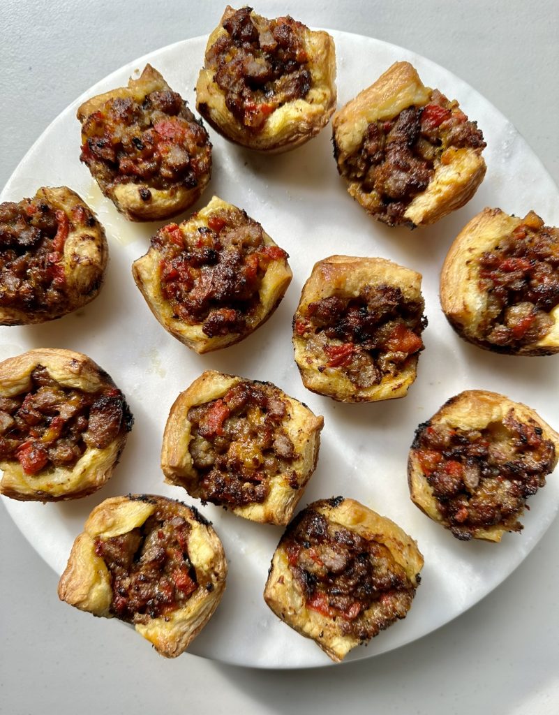 Sausage and pepper pastry cups are easy to make and perfect for any occasion!