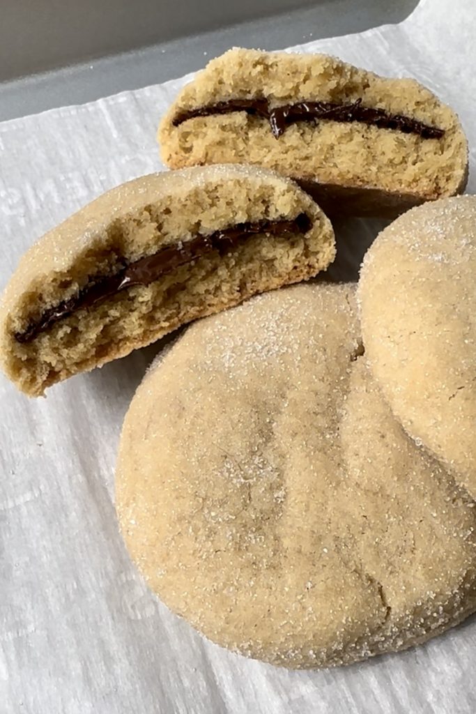 Chocolate filled cookies are soft on the outside and gooey on the inside.