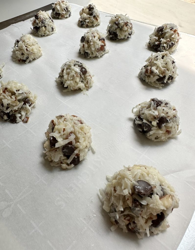 These cookies don’t spread or rise in the oven, so they’ll keep their shape while baking! If you want flatter cookies, go ahead and press them down before baking.