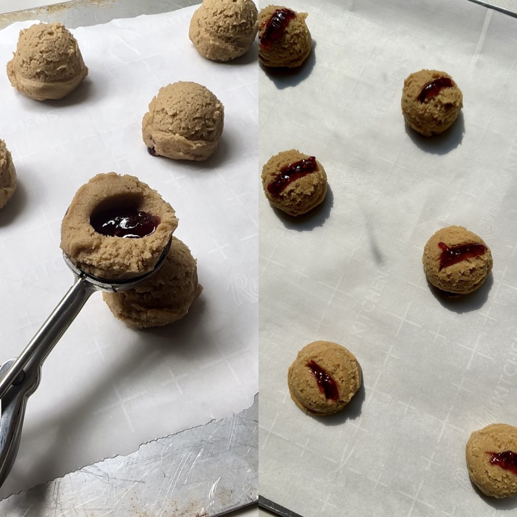 I like filling my peanut butter and jelly cookies with raspberry jam but use whatever you like!