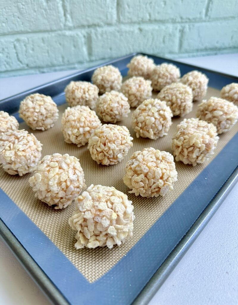 caramel marshmallow rice krispie balls