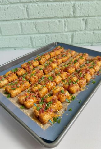 loaded tater tot skewers