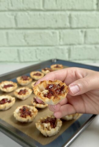 candied bacon and goat cheese cups