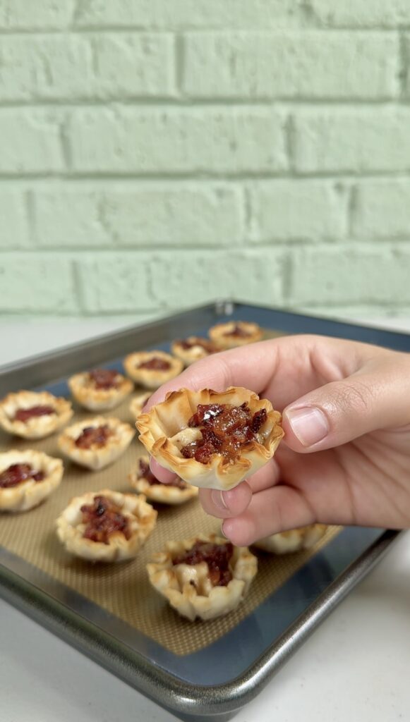 candied bacon and goat cheese cups